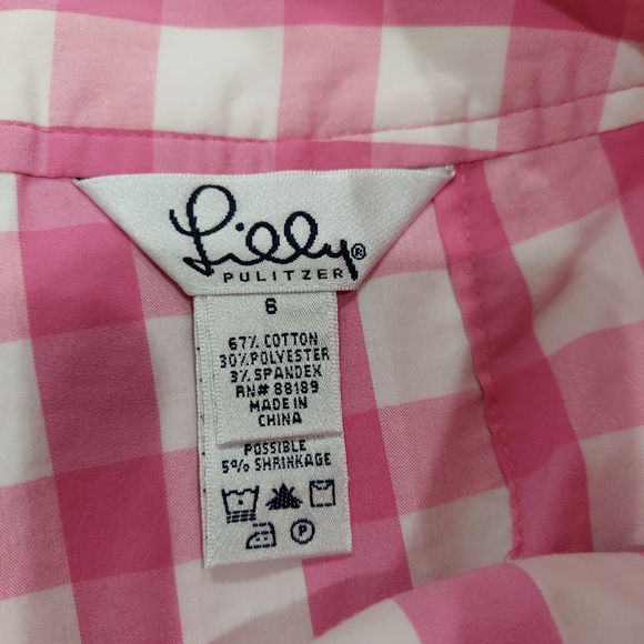 Vintage Lilly Pulitzer Pink Gingham Skort - Picture 2 of 7